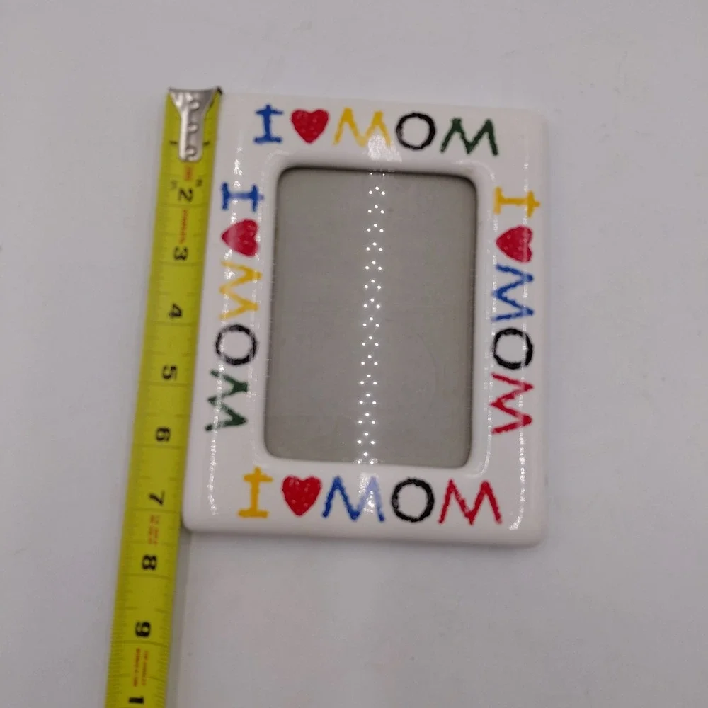 Vintage 90's I Love My Mom Ceramic Picture Frame 5x7 Retro Decor Crayon Style